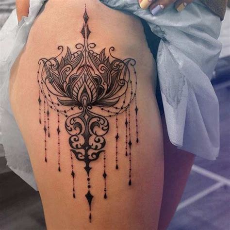 Upper Thigh Mandala Tattoo Design For Women Side Thigh Tattoos Women