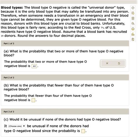 Solved Blood Types The Blood Type Negative Is Called The Universal