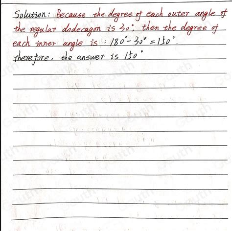 Solved What Is The Measure Of Each Interior Angles Of A Regular