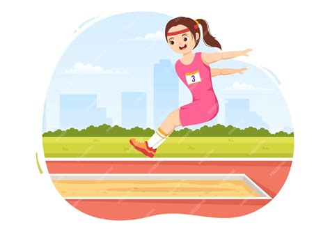 Premium Vector Long Jump Illustration With Kids Doing Jumps In Sand