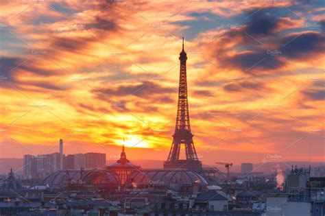 Eiffel tower at sunset paris france containing eiffel, eiffel tower ...