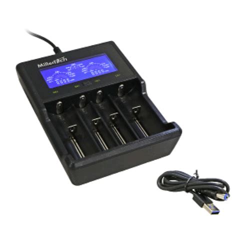 4 Bay 18650 Battery Charger With LCD Miller Tech