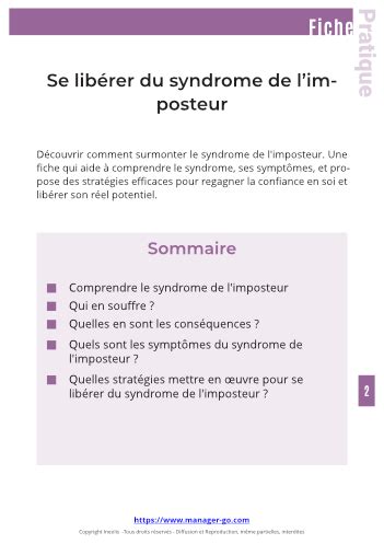 Se Lib Rer Du Syndrome De Limposteur Fiche Pratique En Pdf