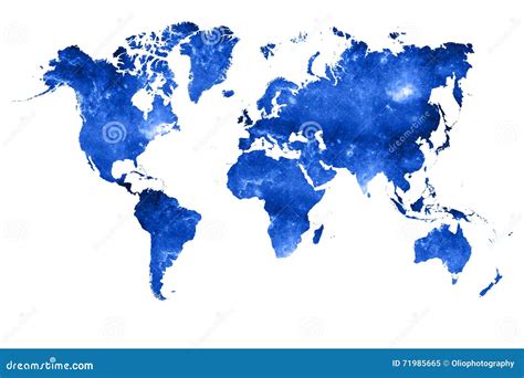 World Map Filled With Space Photograph Stock Illustration