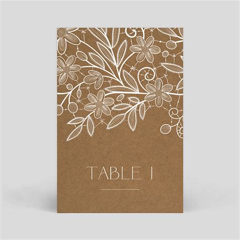 Marque Table Mariage Dentelle Kraft Ii Popcarte