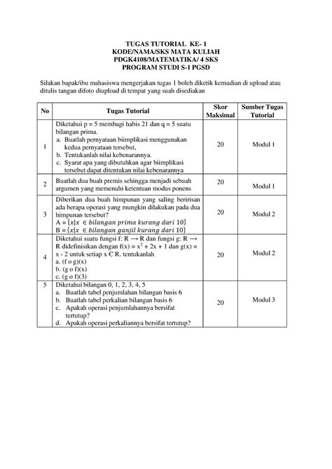 Tugas Tutorial Pdgk Tugas Tutorial Ke Kode Nama Sks Mata