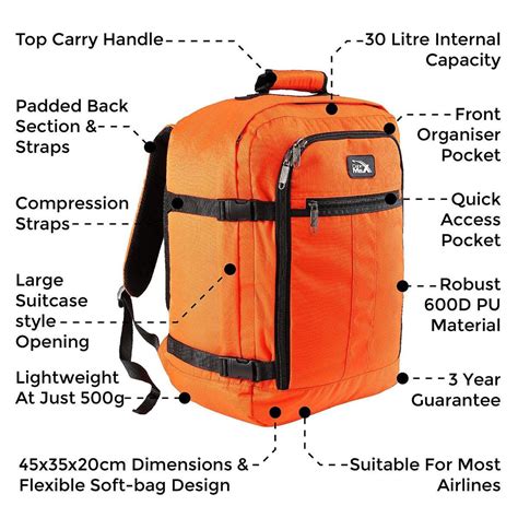 CabinMax Metz Reistas Handbagage 30L Easyjet Rugzak Backpack