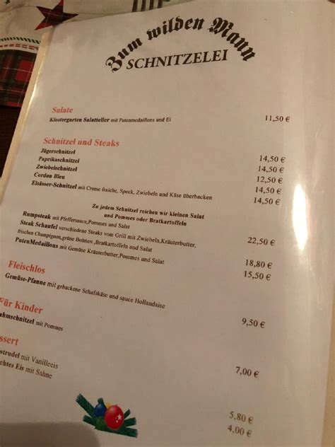 Speisekarte von Gaststätte Zum Wilden Mann restaurant Seligenstadt