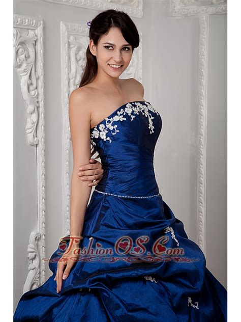 Perfect Royal Blue Ball Gown Strapless Quinceanea Dress Taffeta