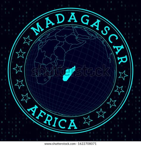 Madagascar Round Sign Futuristic Satelite View Stock Vector Royalty