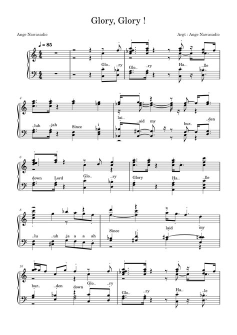 Glory Glory Sheet Music For Piano Satb