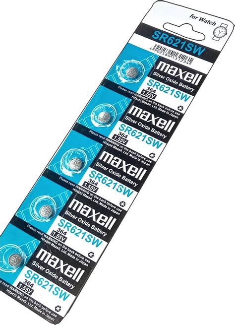 5pcs Maxell SR621SW 1 55V Silver Oxide Battery Amazon Ca Health