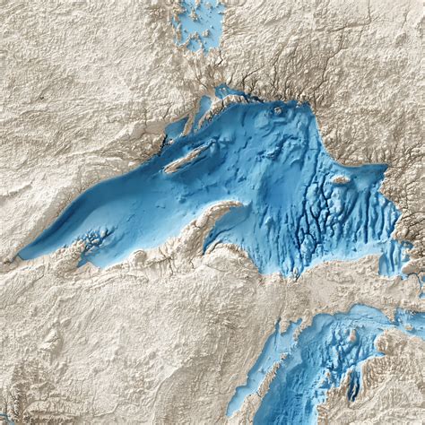 Great Lakes Shaded Relief Bathymetry Map – Visual Wall Maps Studio