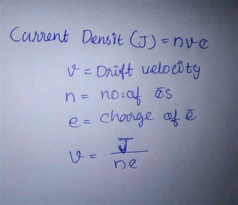 Relation Between Drift Velocity And Current Density In A Metallic Conductor Edurev Class 12