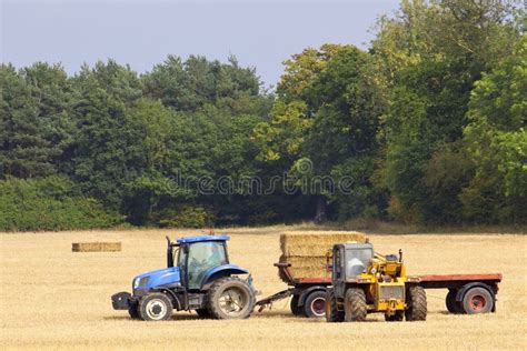 Collecting Straw Bales Stock Image Image Of Rural Loader