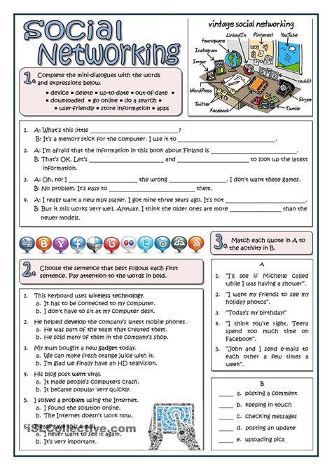 Social Media Worksheets