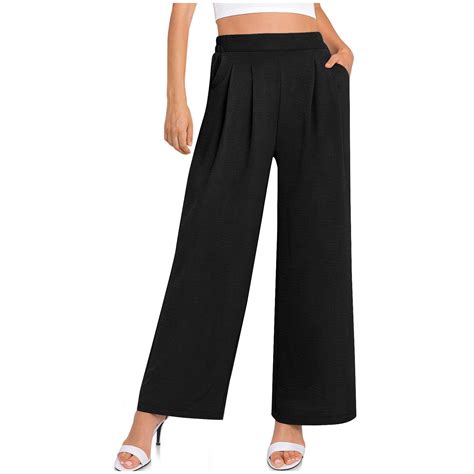 Honveio Womens Baggy Wide Leg Pants Clearance Womens Summer Solid