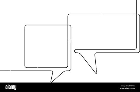 One Line Drawing Of Two Speech Bubbles Black And White Vector Minimalistic Linear Illustration