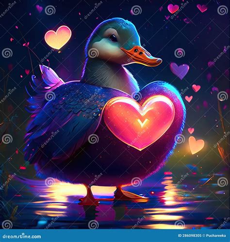 Mallard Duck Hugging Heart Valentines Day Greeting Card With A Cute