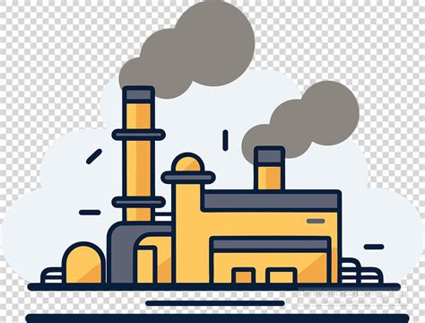 Transparent PNG-factory with emissions of smoke clip art