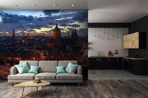 Amsterdam City Skyline Wallpaper Netherlands View Wall Mural - Etsy