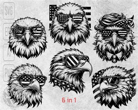 Bundle 6 In 1 Merica Eagle America Independence Day July 4th American