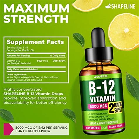 SHAPELINE Vitamin B12 Sublingual 5000 Mcg Drops Made In USA Highly