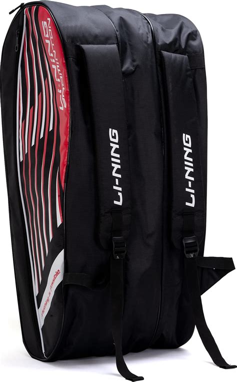 Li Ning Flash Double Zipper Polyester Badminton Kit Bag Black Red