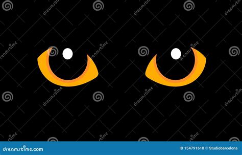 Orange Cat Eyes In Darkness Stock Vector Illustration Of Creative