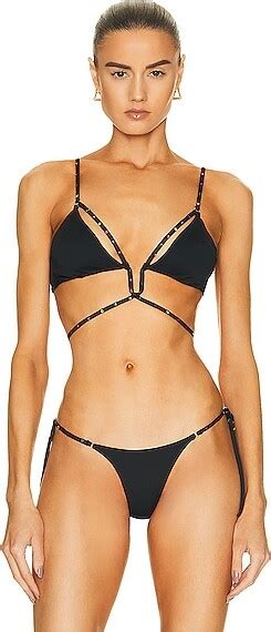 Monica Hansen Beachwear Starlight Deep U Triangle Bikini Top In Black