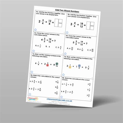 Add Two Mixed Numbers Varied Fluency Resource Classroom Secrets