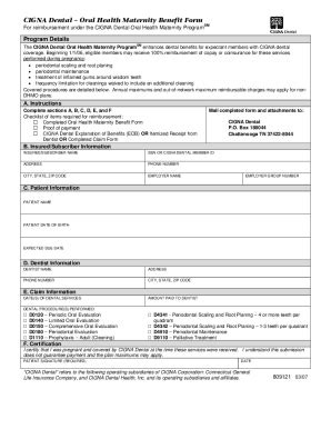 Fillable Online ORAL HEALTH MATERNITY FORM Dental ONLY Final 03 21 07