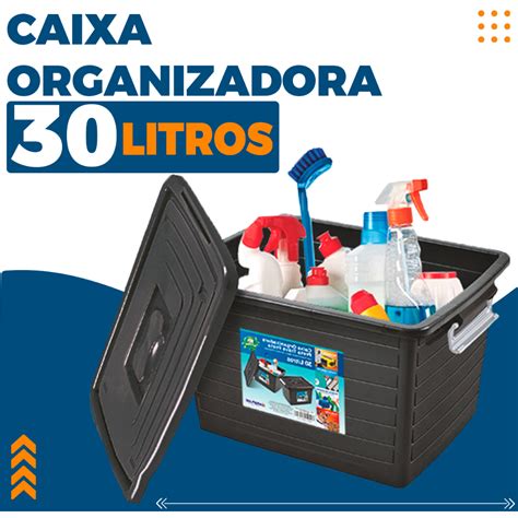 Kit De Caixas Organizador Litros Grande C Tampa E Trava Cesto De