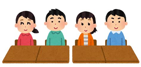 無料イラスト かわいいフリー素材集 着席をしている子供たちのイラスト