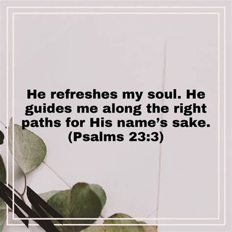 Psalms 23 3 He Refreshes My Soul He Guides Me Along The Right Paths