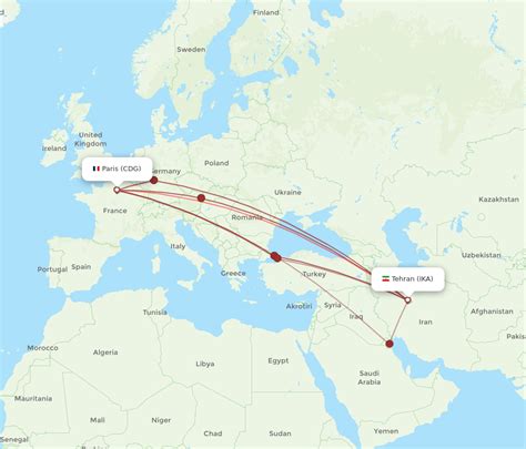 All Flight Routes From Paris To Tehran CDG To IKA Flight Routes