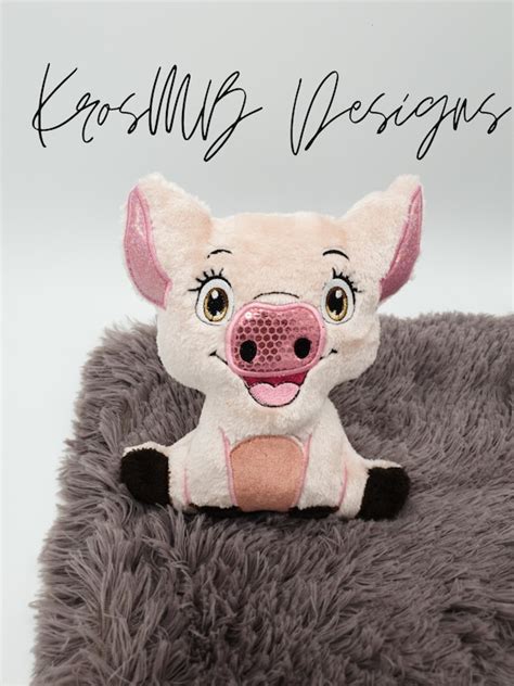 ITH Pig Stuffed Toy 4 SIZES Plushie Machine Embroidery - Etsy