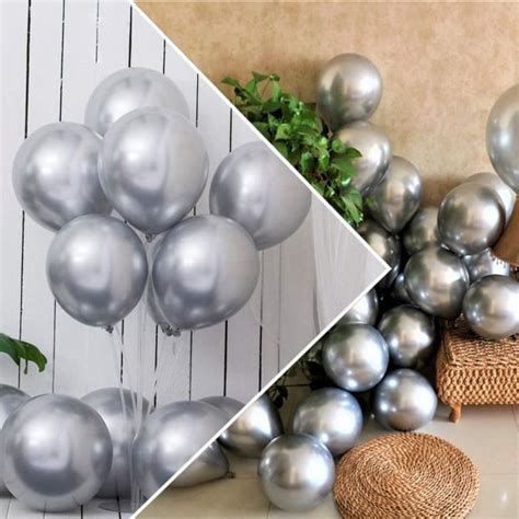 Helium Ballons Argent Métallique Ballon Latex Ballon 50Pcs Party