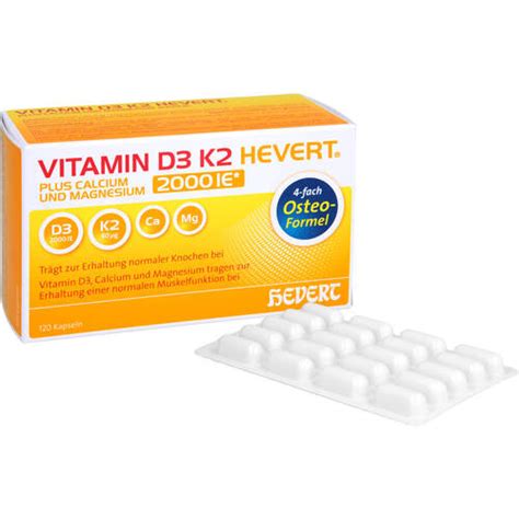 VITAMIN D3 K2 Hevert Plus Ca Mg 2000 IE 2 Kapseln 120 St