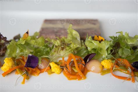 Smoked ham hock and foie gras terrine with piccalilli. 848245 Stock ...