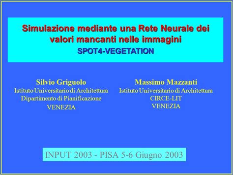 Simulazione Mediante Una Rete Neurale Dei Valori Mancanti Nelle