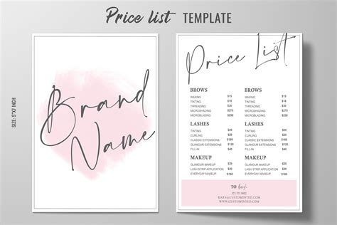 Editable Price List Template Printable Price List Minimal Price List