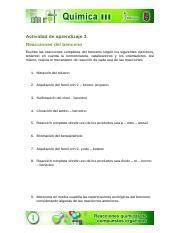 Quim U Word Act Docx Actividad De Aprendizaje Reacciones Del