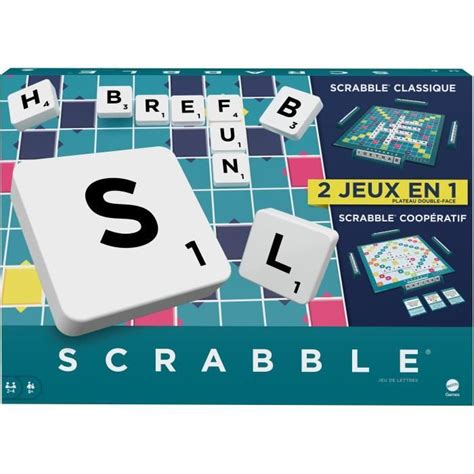 Mattel Games Scrabble Classique En Avec Plateau R Versible Jeu