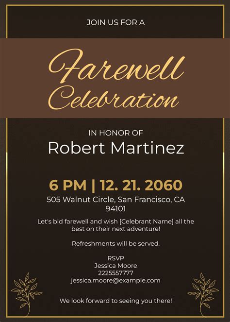 Free Minimalist Farewell Invitation Template to Edit Online