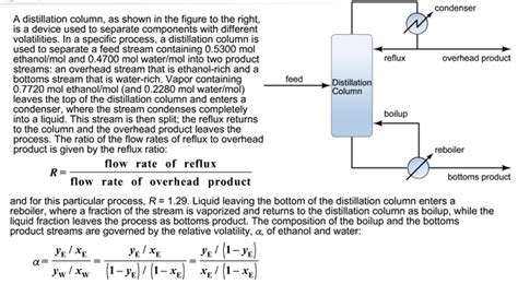 Solved A Distillation Column As Shown In The Figure To The