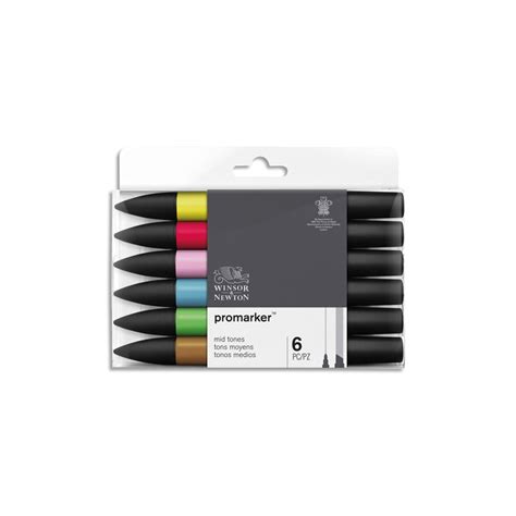 WINSOR NEWTON Set 6 Marqueurs Double Pointe PROMARKER A Base D