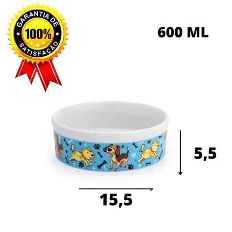 Comedouro Bebedouro De Porcelana Para Cachorro Ou Gato 600ml Shopee