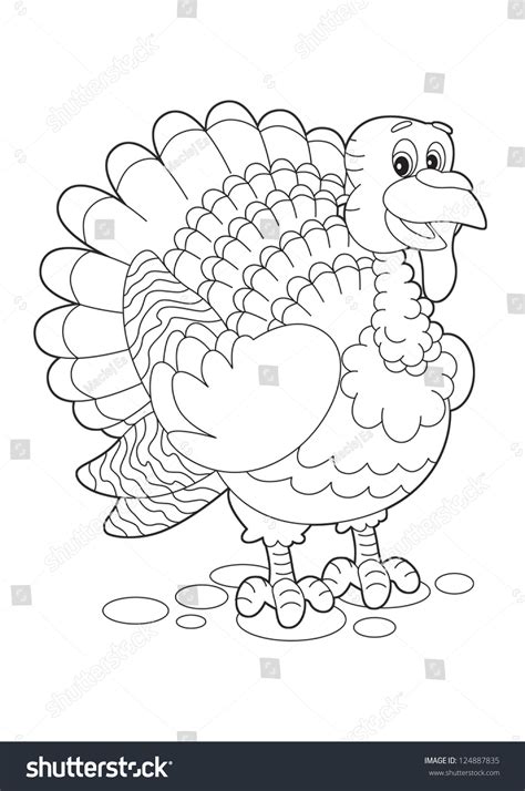 Cartoon Turkey Coloring Page Isolated Illustration Stock Illustration ...