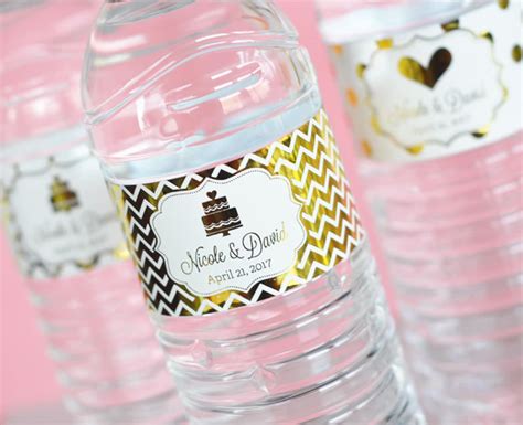 Personalized Wedding Water Bottle Labels Mint and Gold Bridal - Etsy